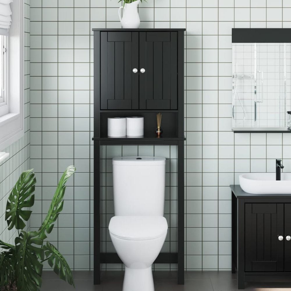Vidaxl Záchodový úložný priestor BERG čierny 60x27x164,5 cm masív